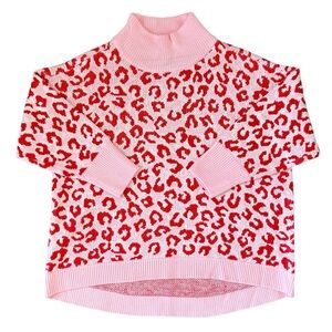 Cabana by Crown & Ivy, Oversized Pink Leopard Sweater, Size XS